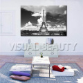 Décoration de salle à manger en gros, Art de toile de la Tour Eiffel de Paris, Image en noir et blanc